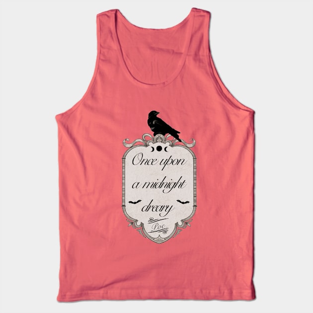 Edgar Allen Poe Quote| Watercolor Raven | Family Crest| Watercolor Bats| Dark Academia Quotes| Once Upon a Midnight Dreary Tank Top by penandbea